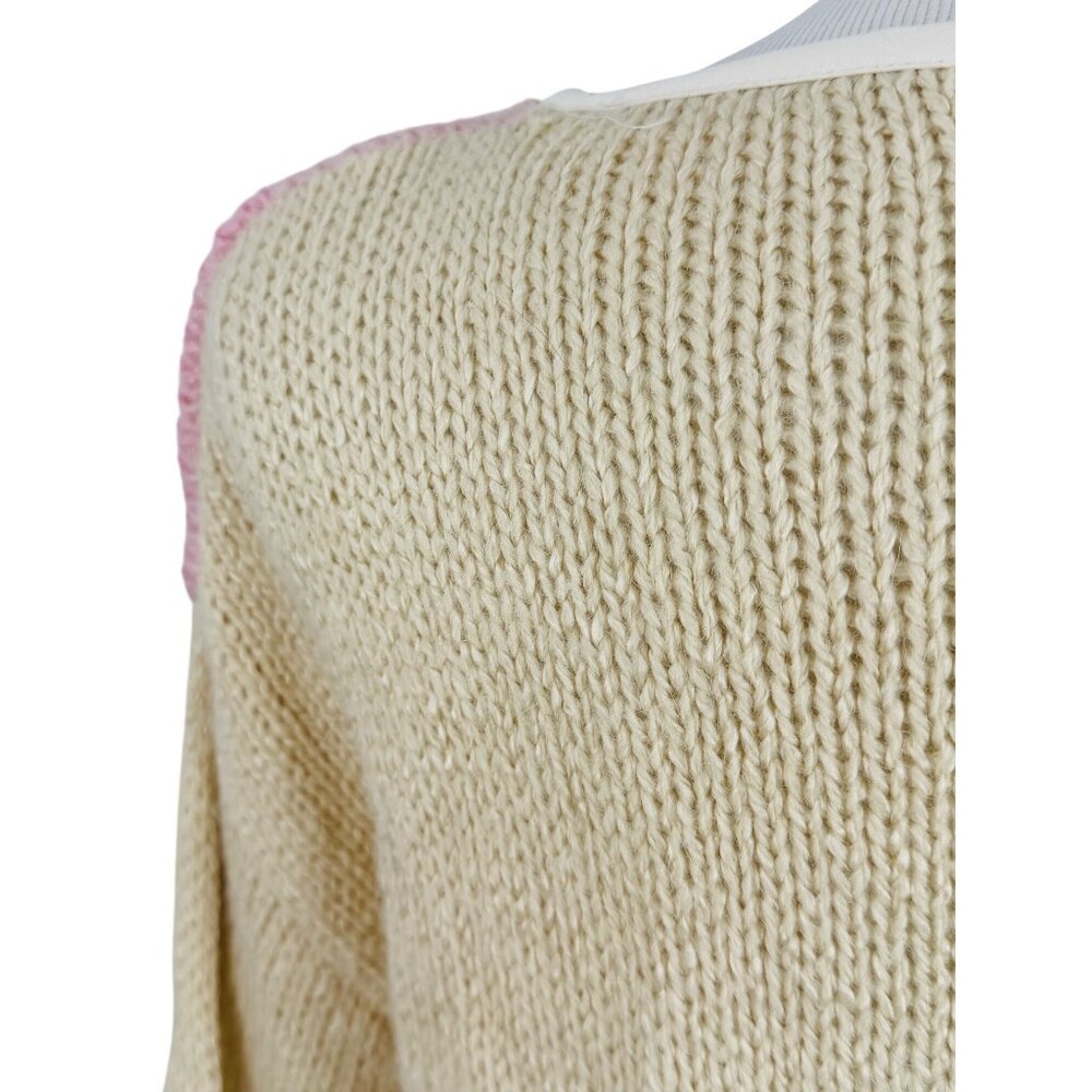 Vtg Y2K Nasty Gal Chunky Pink & Cream Boxy Relaxed Knit Sweater | Soft Girl Twee - Picture 10 of 16